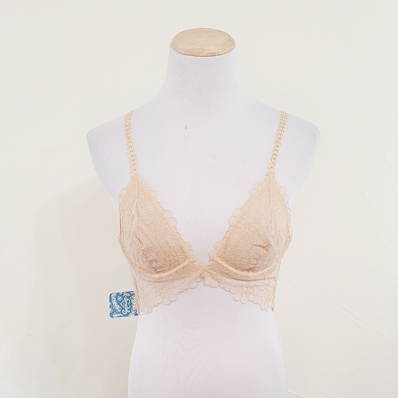 Free People Lucia lace underwire bra Wheat Sunset tan NEW Size 32B NWT - Picture 3 of 8
